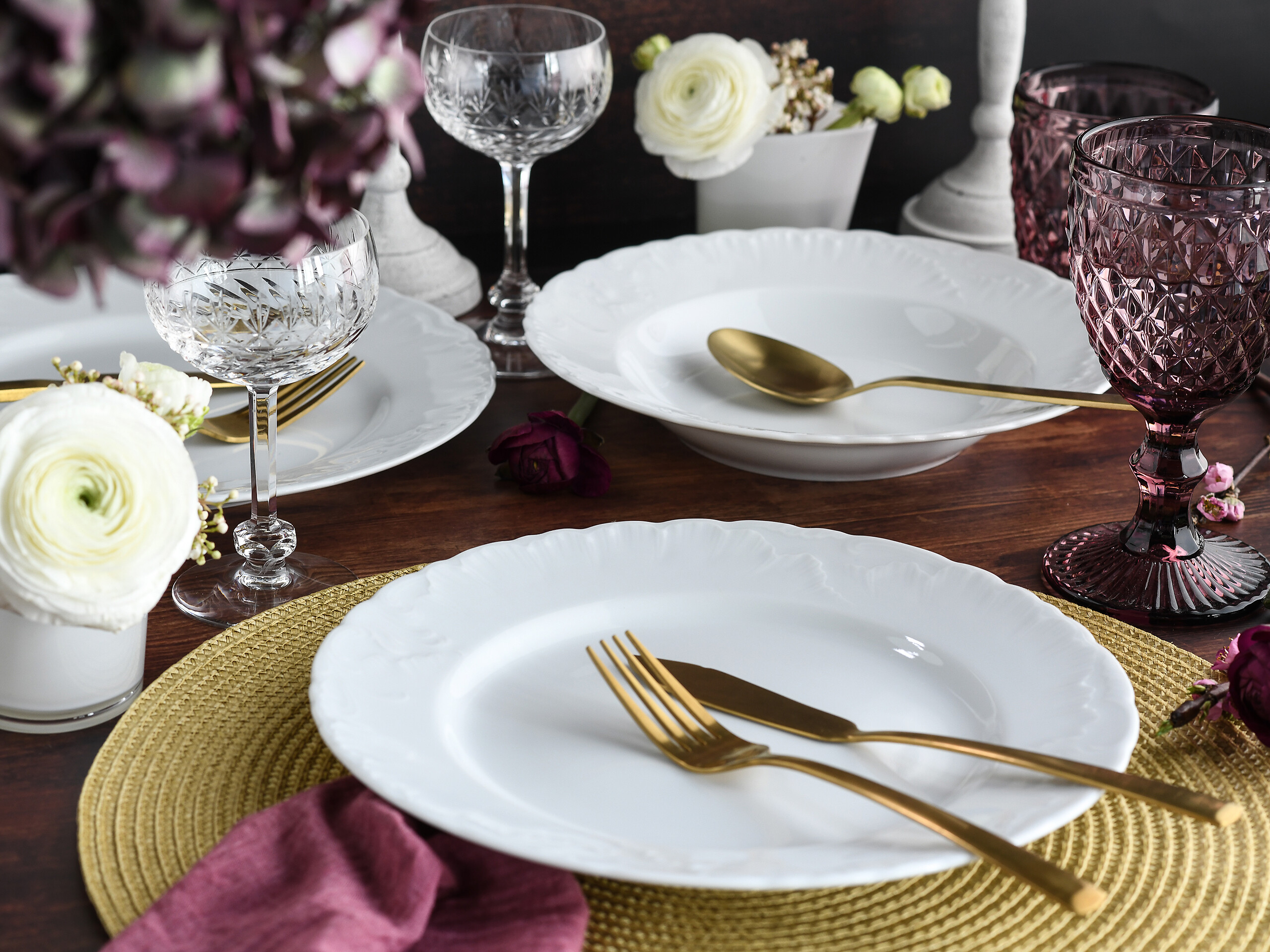 CreaTable Tafelservice Rokoko weiß Porzellan 12 tlg.