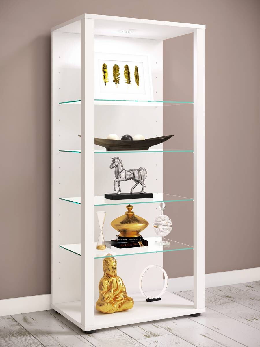 Standvitrine Glasol weiß Holzwerkstoff Glas B/H/T: ca. 52x115x35 cm