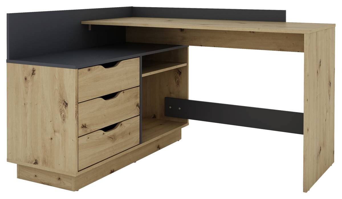 Winkelschreibtisch BELFAST anthrazit Eiche Nachbildung B/H/T: ca. 129x83,5x105 cm