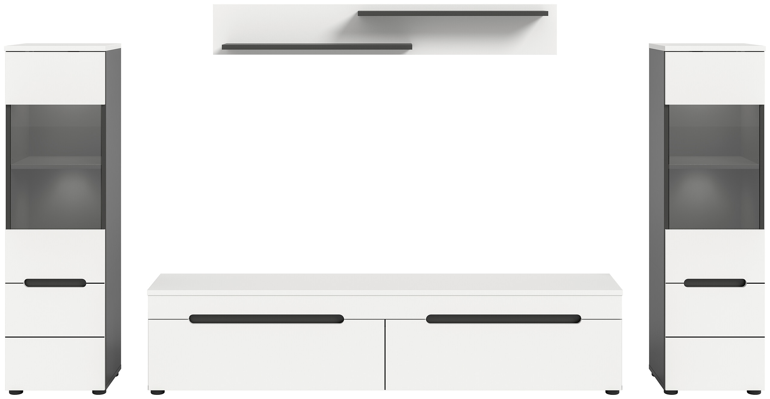 Wohnwand Canu basaltgrau weiß B/H/T: ca. 272x141x33 cm