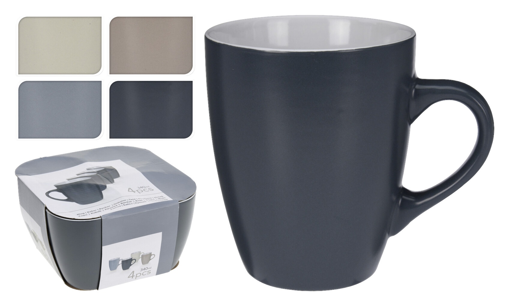 Kaffeebecher 4er Set multicolor Keramik 4 tlg.