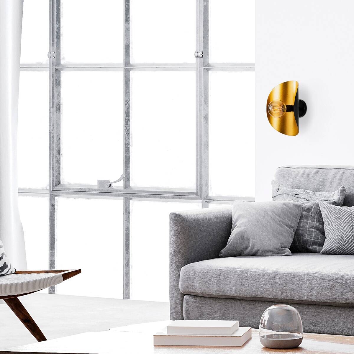 Opviq Wandleuchte Sivani gold schwarz Metall B/H/T/L: ca. 13x30x13x17 cm E27 1 Brennstellen