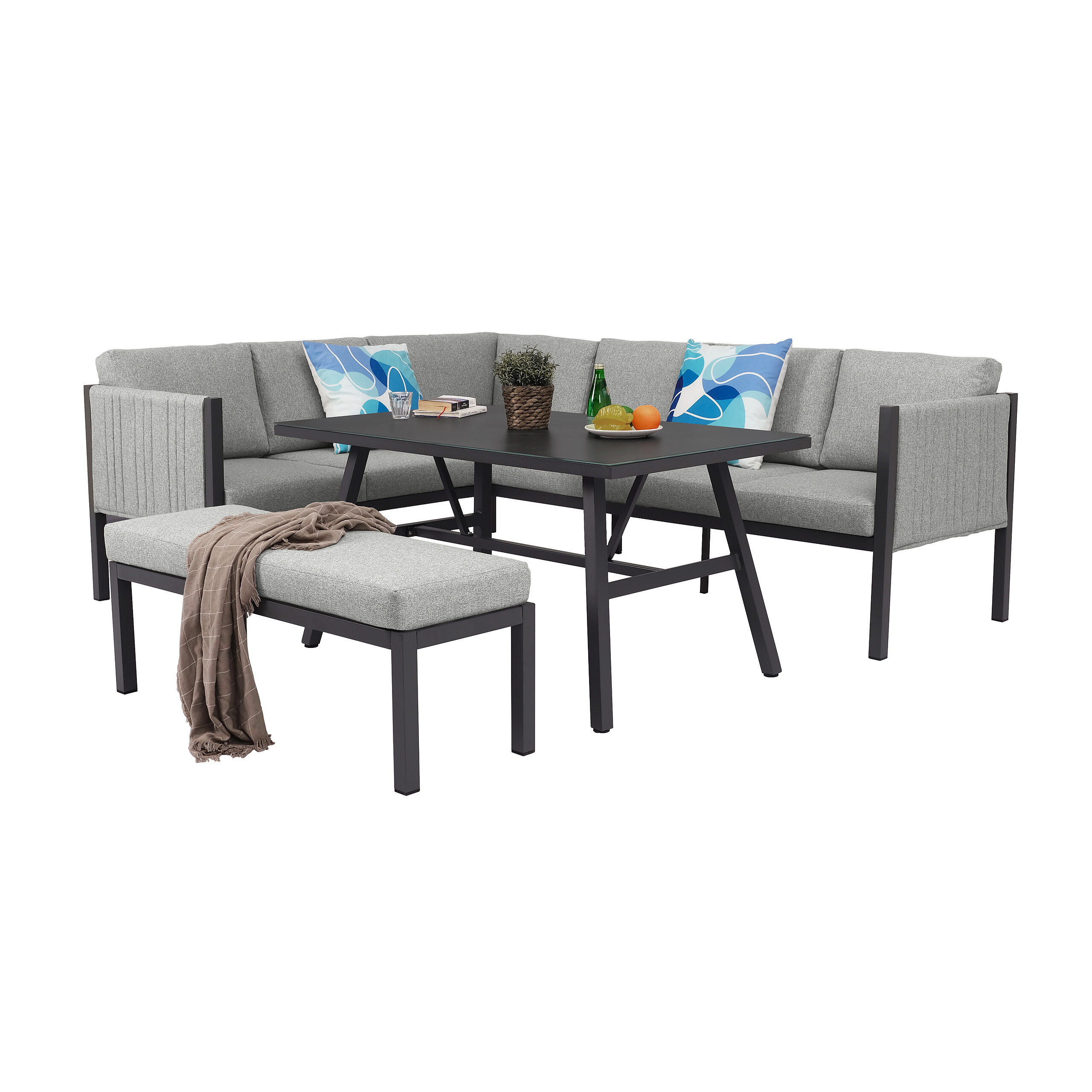 POCOline Gartensitzgruppe Alicante grau Alu