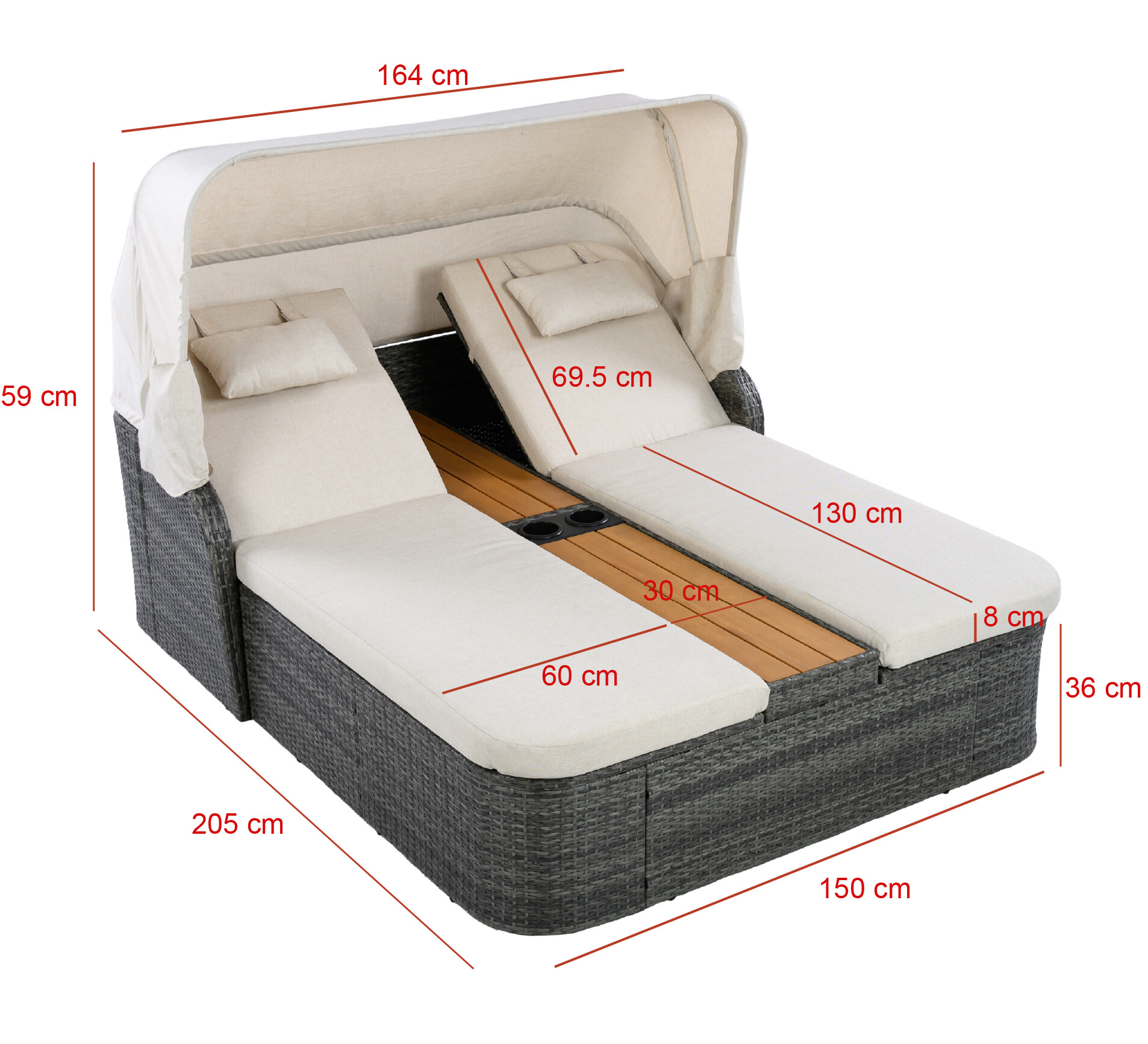 POCOline Gartenliege beige Stahl