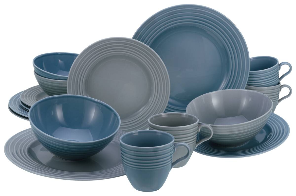 CreaTable Kombiservice Stripes stein Porzellan 16 tlg.