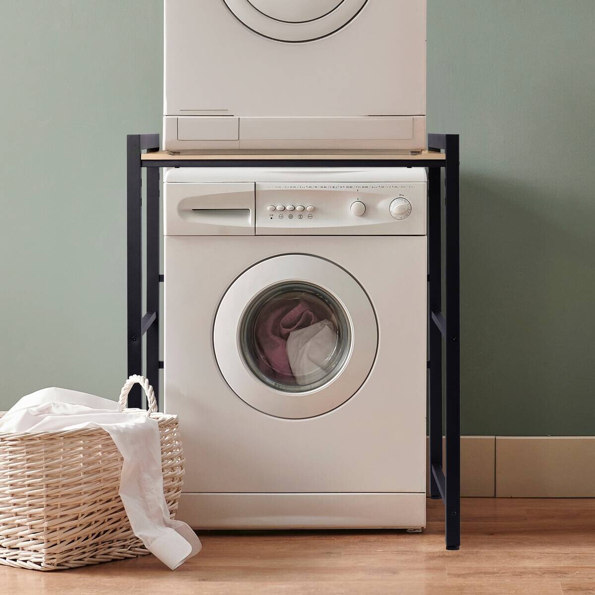 Waschmaschinenregal schwarz Stahl