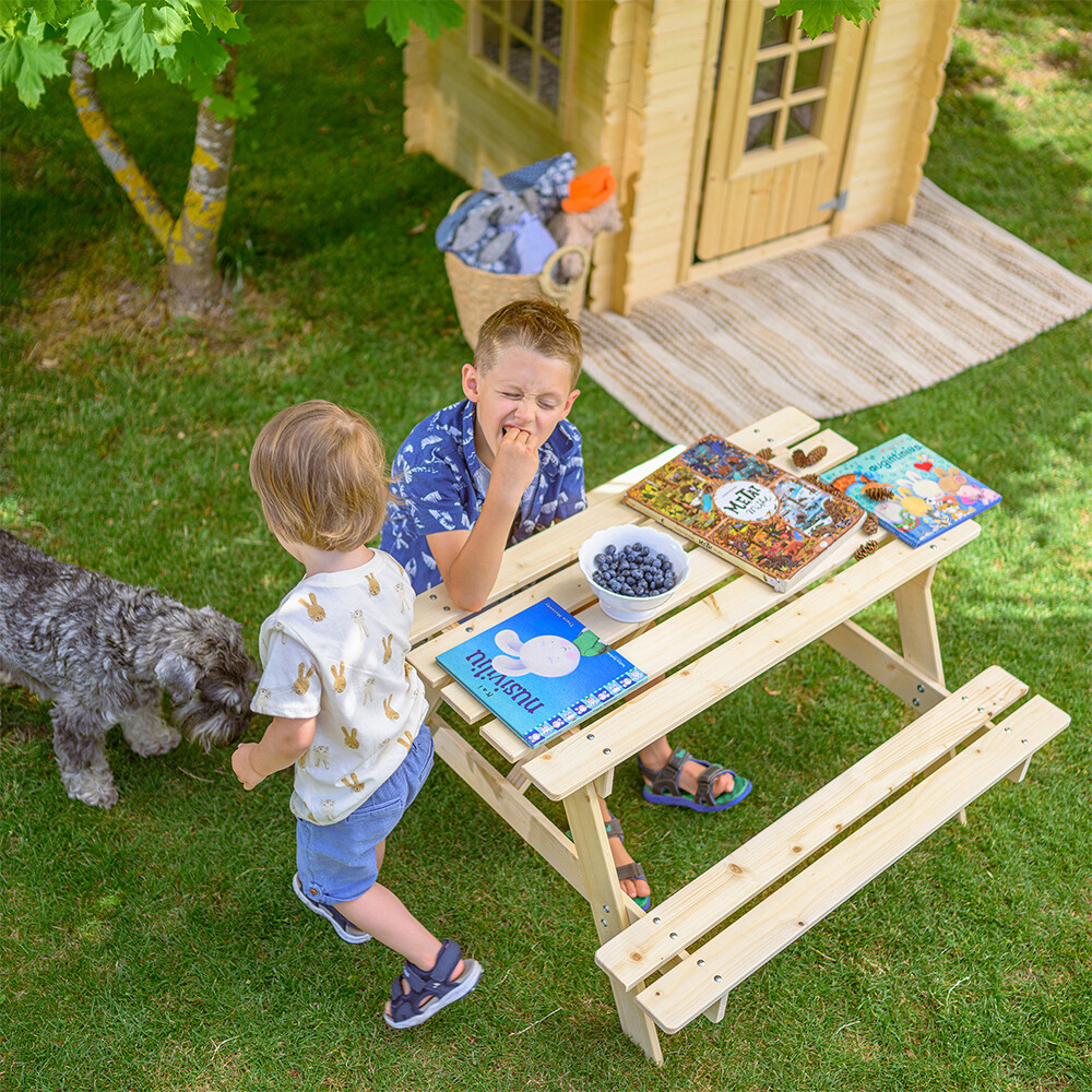 Timbela Kindersitzgarnitur M018 natur Holz B/H/L: ca. 90x50x90 cm