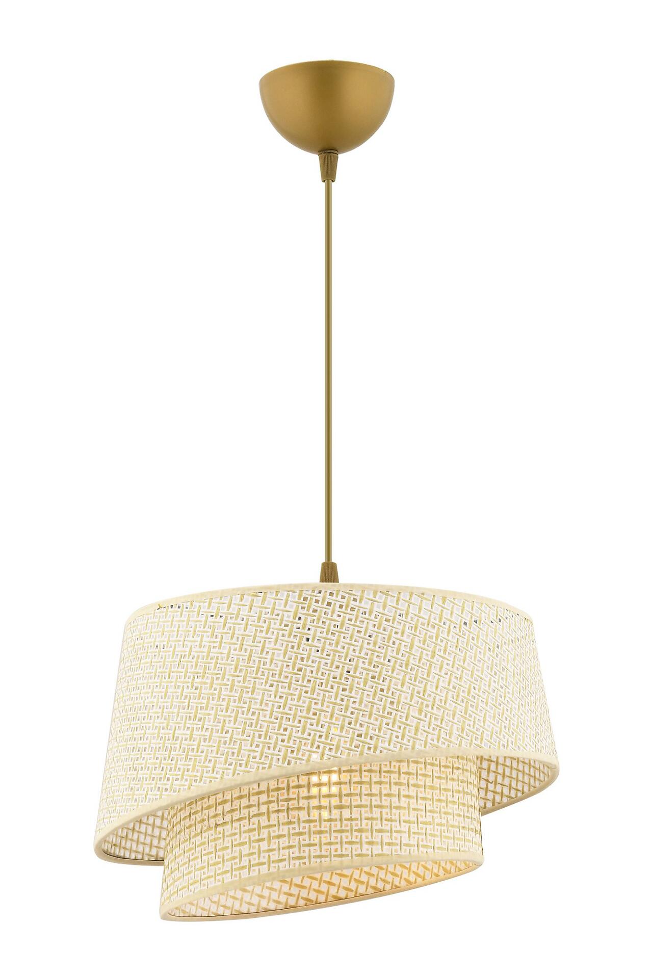 Opviq Pendelleuchte Barette creme Stoff Metall B/H/L: ca. 32x65x32 cm E27 1 Brennstellen