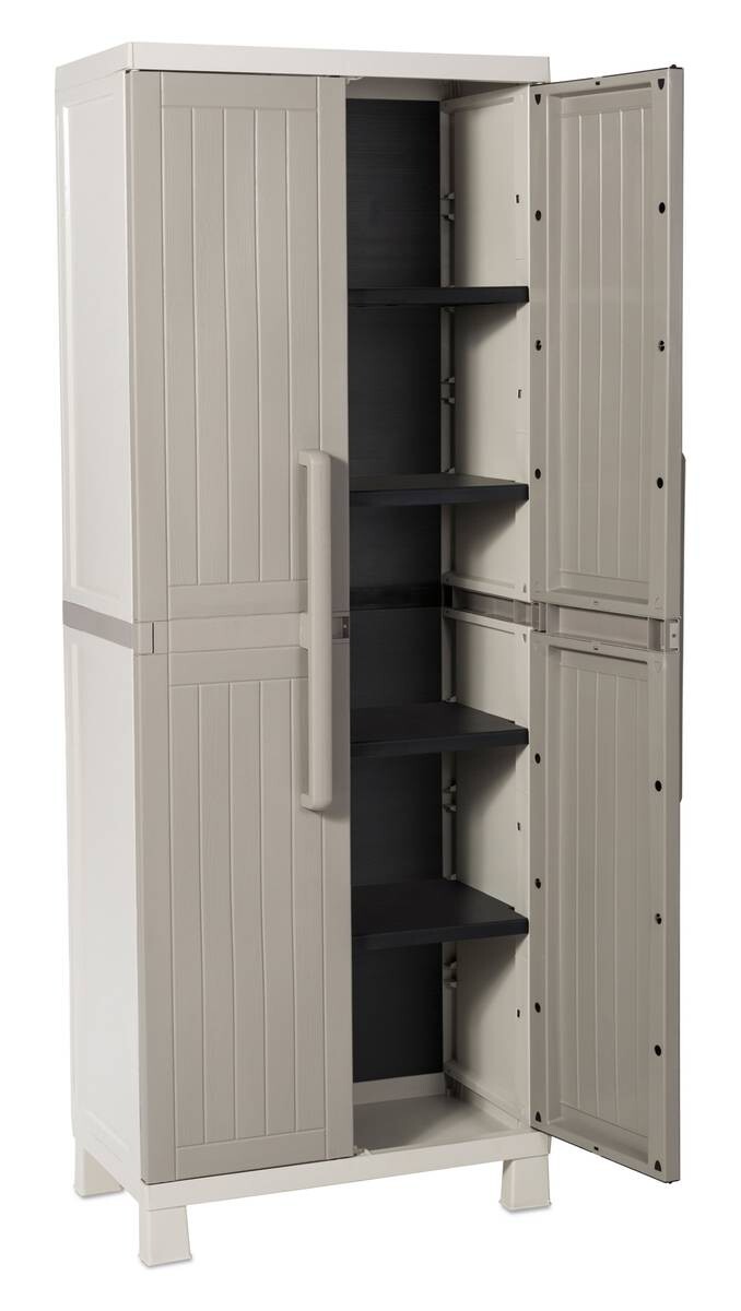 Toomax Kunststoffschrank Wood Midi hellgrau Kunststoff B/H/T: ca. 65x173x37 cm