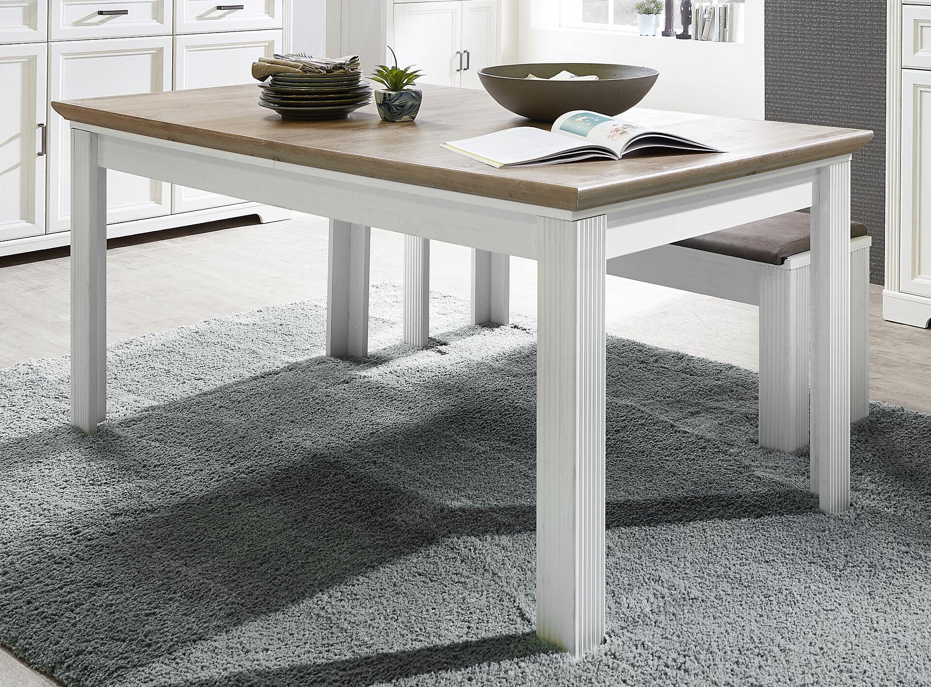 Esstisch Jasmin Eiche Artisan Nachbildung weiß Pinie Nachbildung B/H/T: ca. 160x76x90 cm