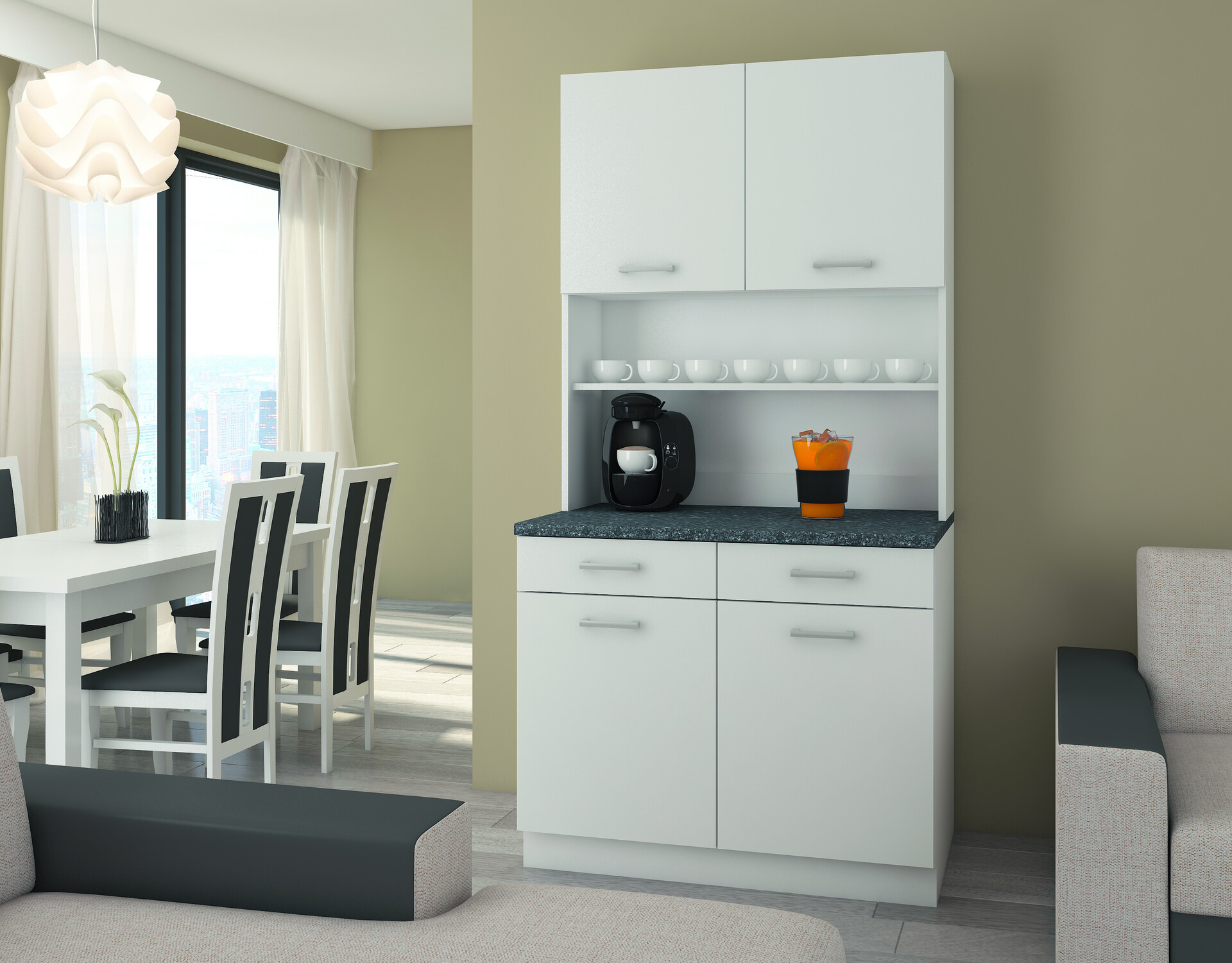 Küchenbuffet weiß matt B/H/T: ca. 100x200x60 cm