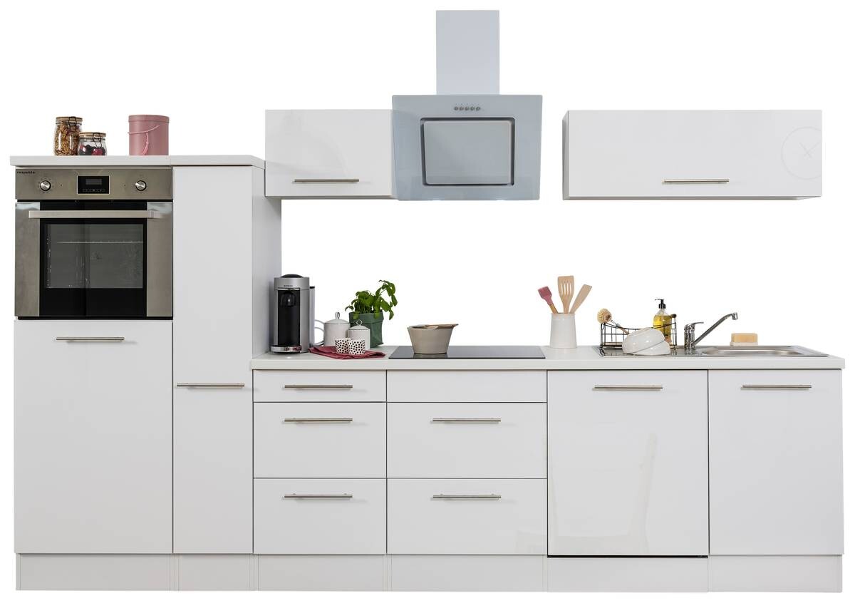 Respekta Küchenblock Amanda weiß Hochglanz B/H/T: ca. 310x200x60 cm