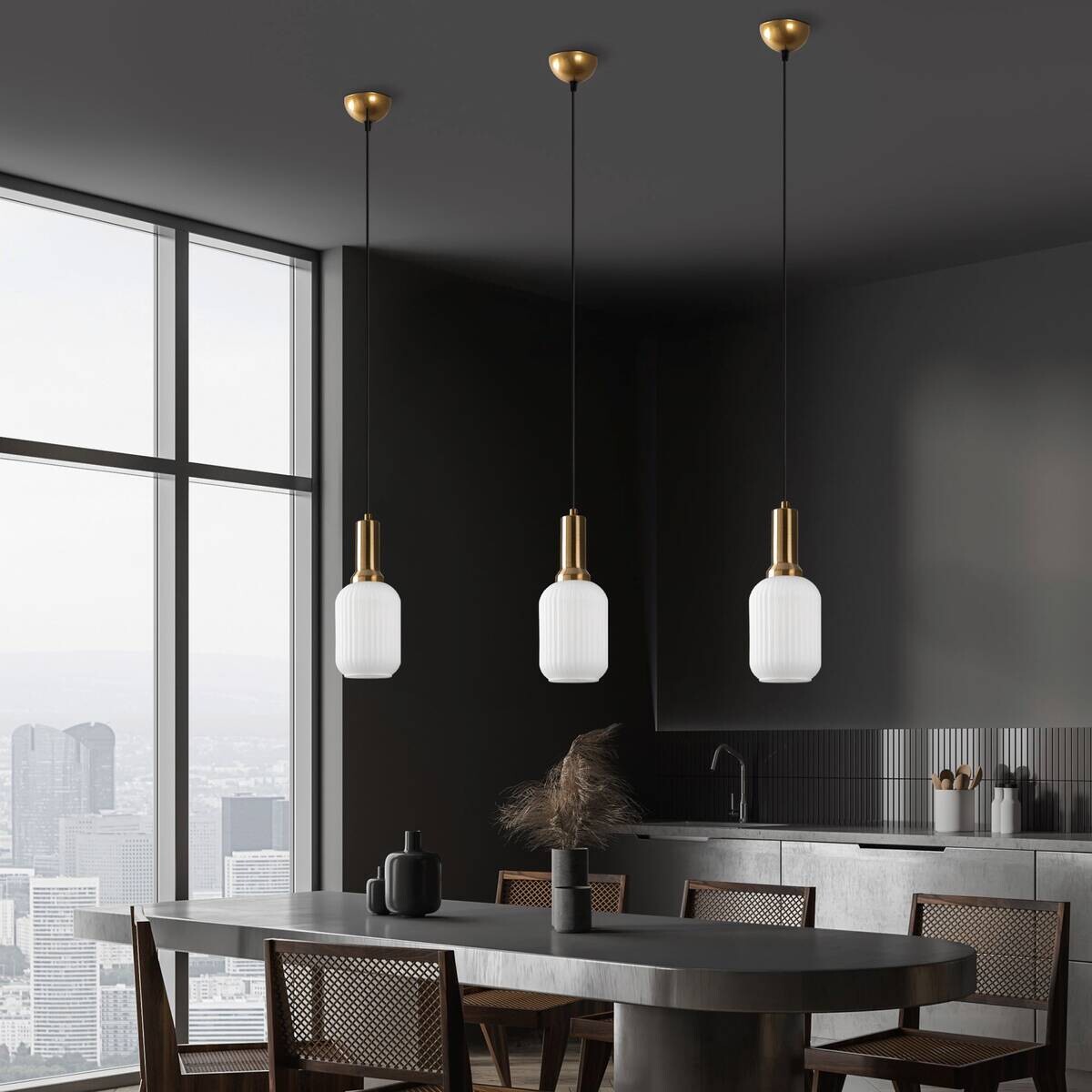 Opviq Pendelleuchte Asker-15191 gold Glas Metall B/H/T/L/D: ca. 13x118x13x13x13 cm E27 1 Brennstellen