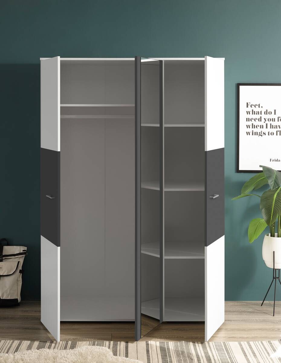 Kleiderschrank Alex weiß Graphit B/H/T: ca. 135x195x60 cm