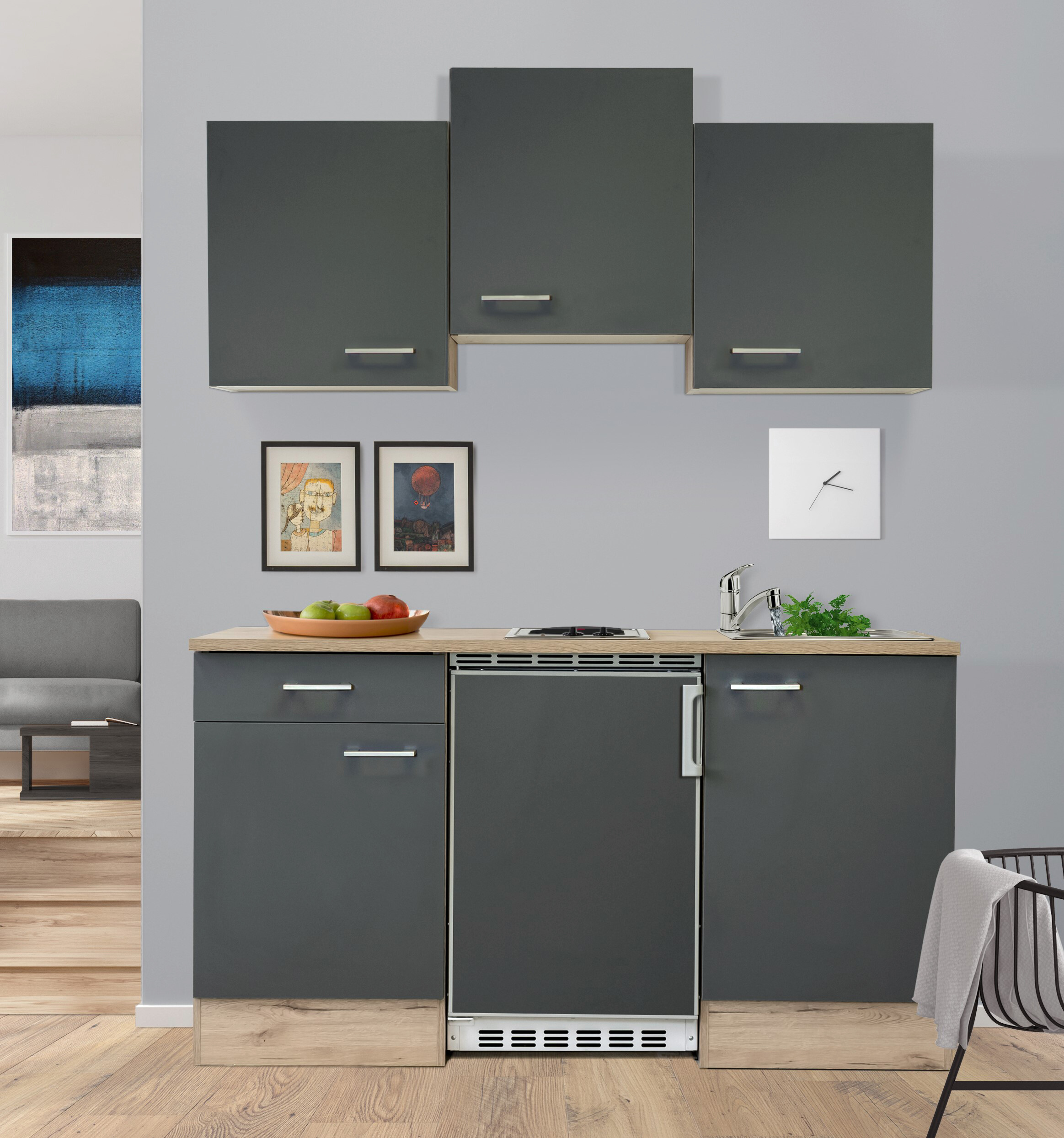 Flex-Well Küchenblock Morena Basalt matt B/H/T: ca. 151x226x60 cm