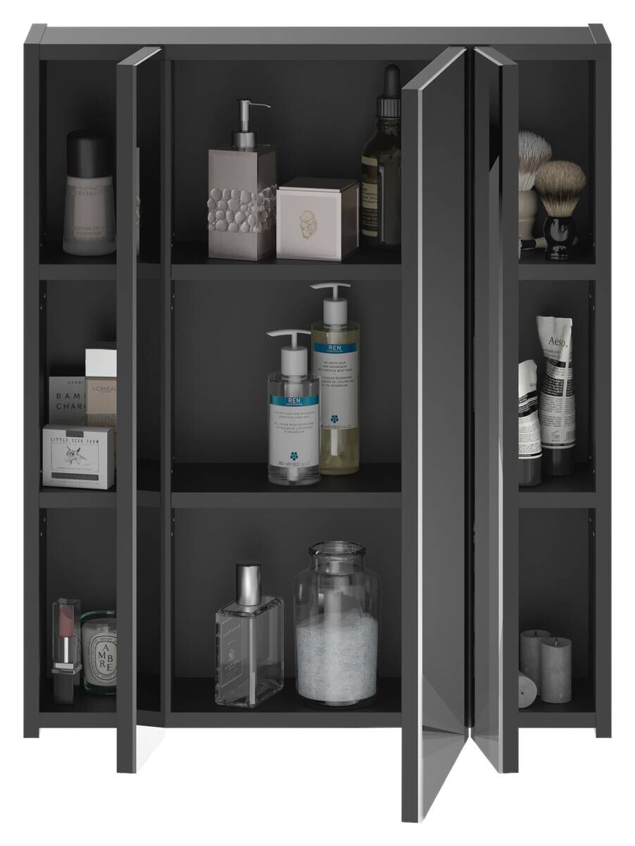 Spiegelschrank LINUS schwarz Spiegel Spanplatte B/H/T: ca. 60x70x18 cm