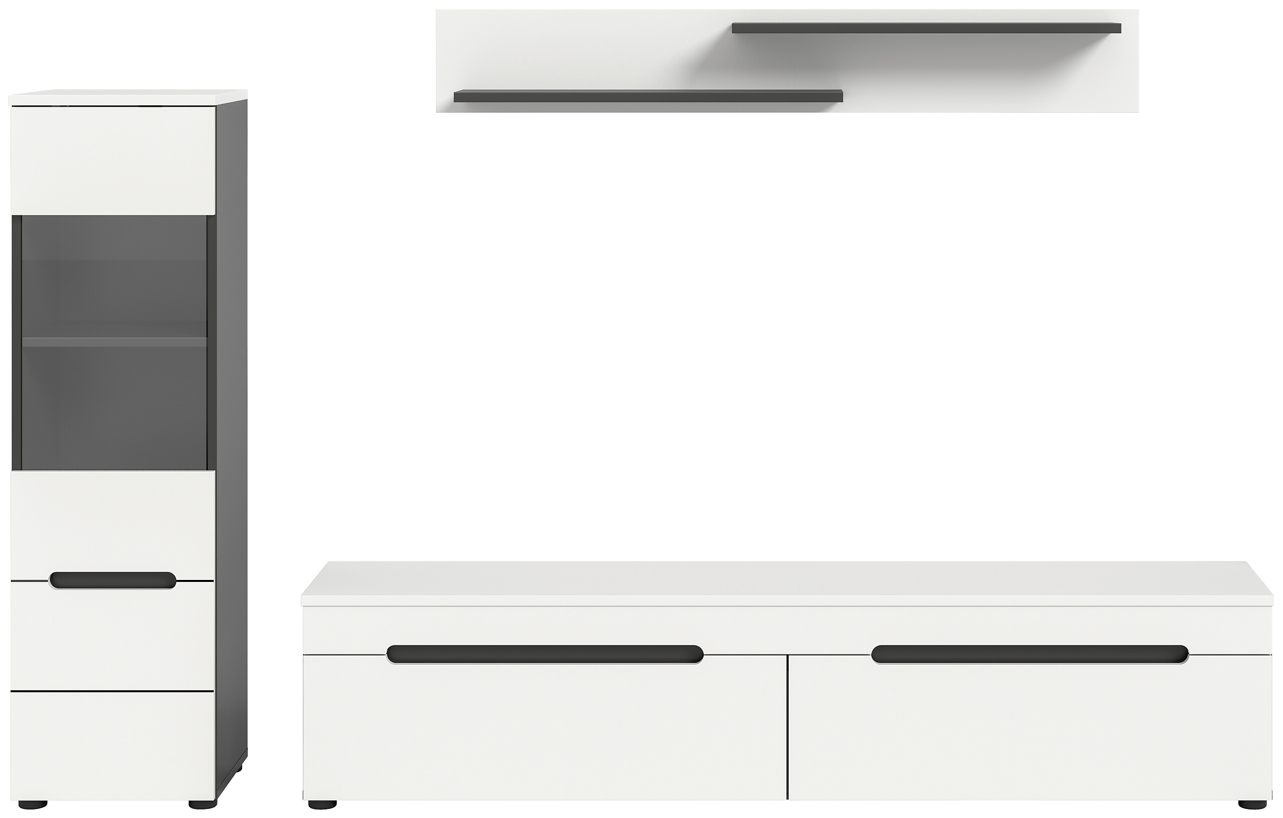 Wohnwand Canu basaltgrau weiß B/H/T: ca. 221x141x33 cm