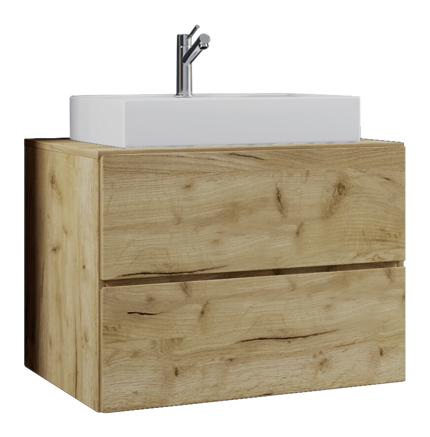 Badblock 2tlg-Lendas weiß Eiche Honig Nachbildung B/H/T: ca. 61x69x51,4 cm