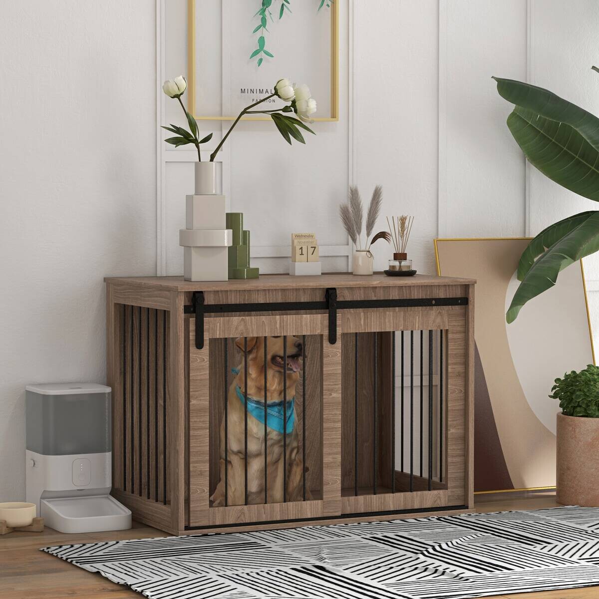 PawHut Hundekäfig nussbaum Spanplatte B/H/L: ca. 58x61x98 cm