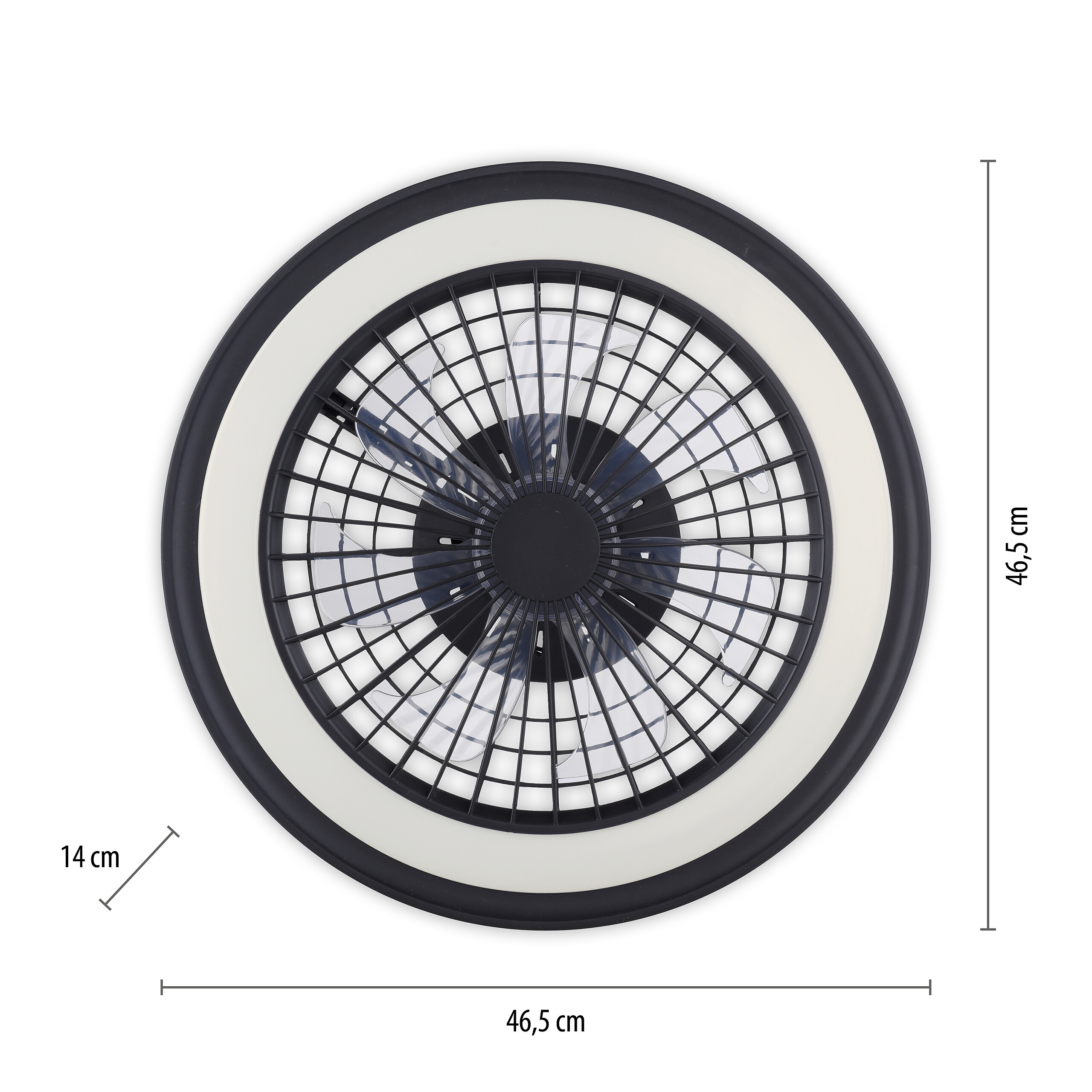 Just Light LED-Deckenventilator Brandon schwarz B/H/L: ca. 45,5x14x45,5 cm max. 36 W