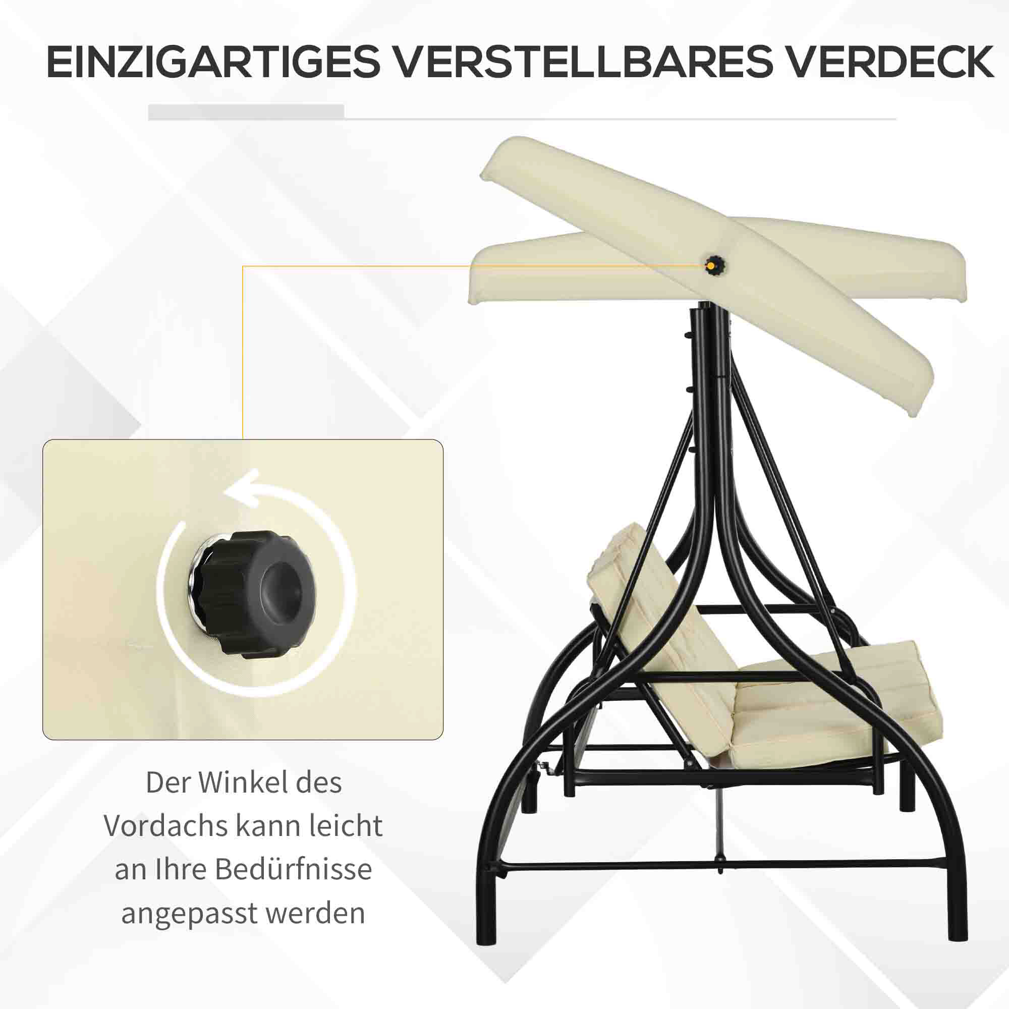 Outsunny Hollywoodschaukel beige Stahl B/H/L: ca. 117x175x195 cm