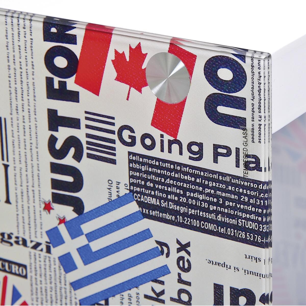 Beistelltisch Logo weiß Glas MDF B/H/T: ca. 38x46x33,5 cm