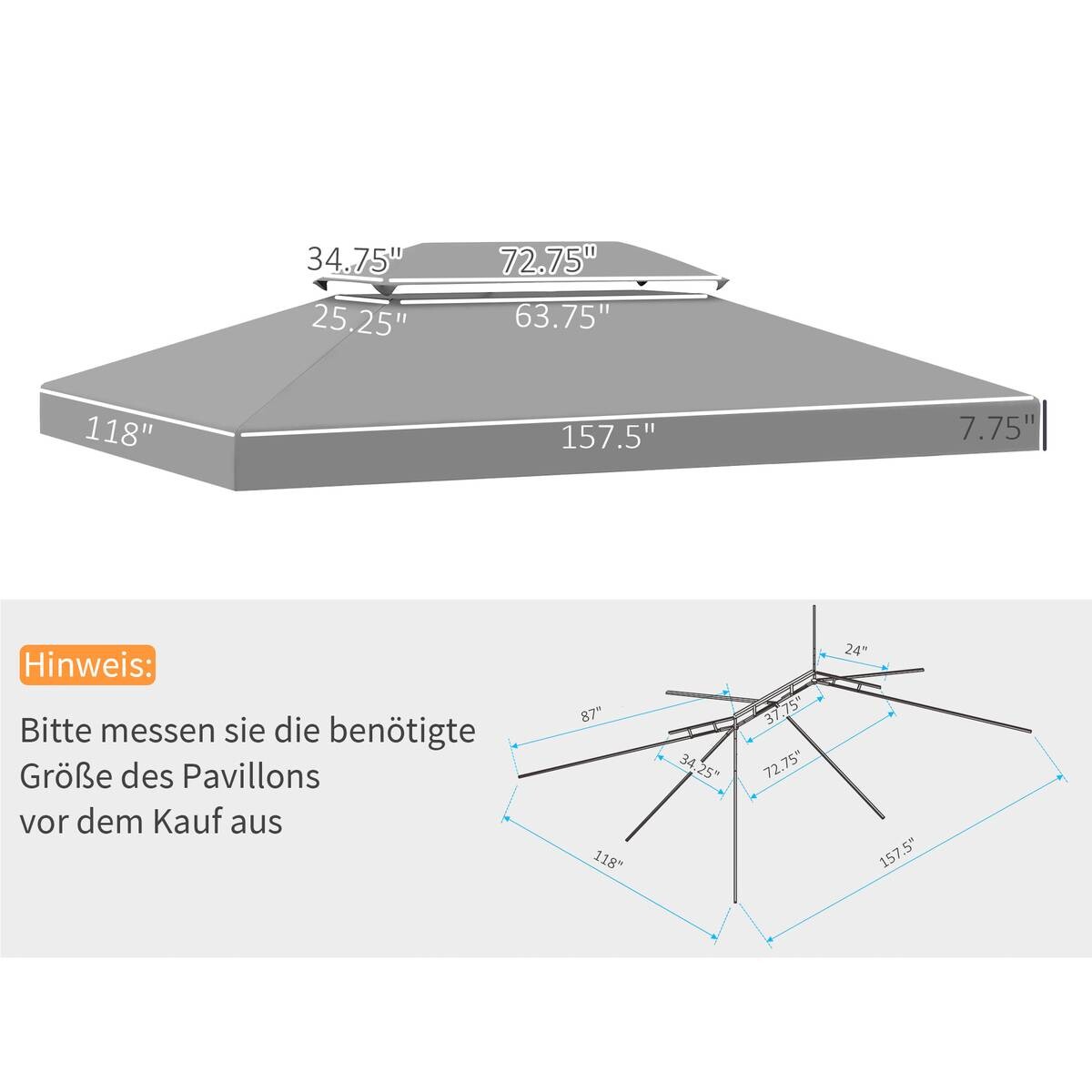Outsunny Ersatzdach für Pavillon