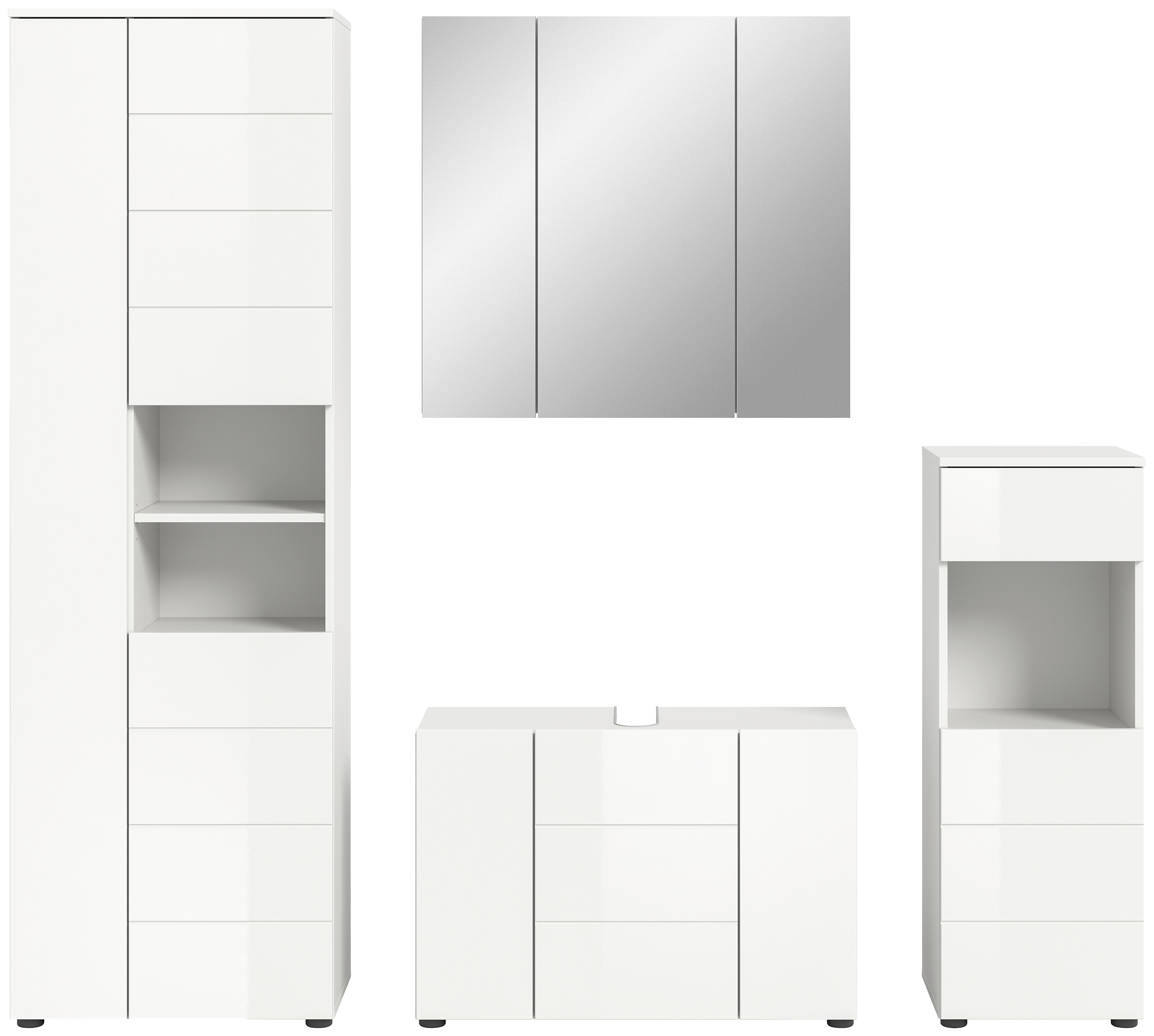 Badezimmer-Set VIRA weiß weiß Hochglanz B/H/T: ca. 210x190x34 cm