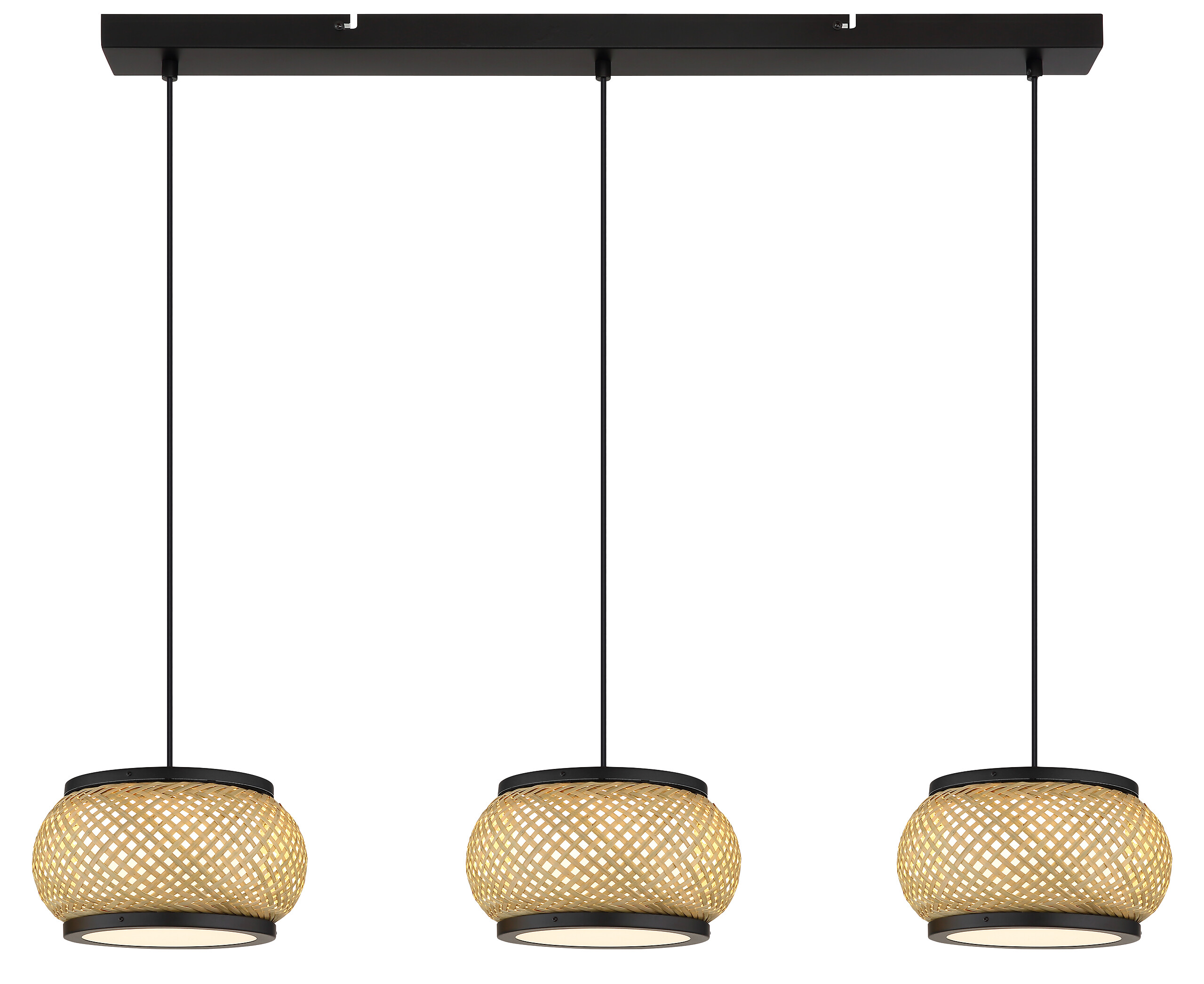 GLOBO Pendelleuchte natur mattschwarz Metall Bambus B/H/L: ca. 22x120x92 cm 1.0 Brennstellen