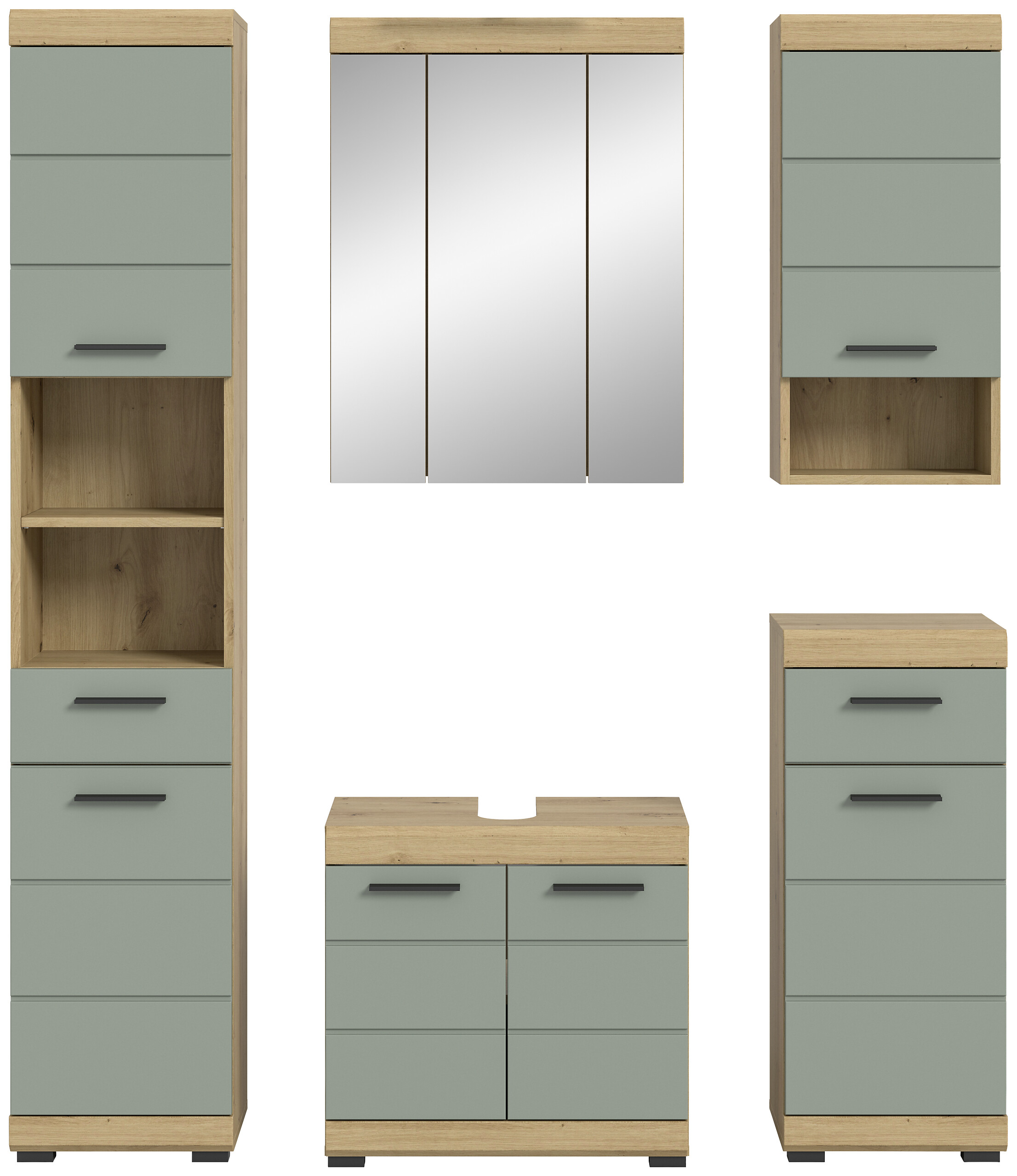 Badezimmer-Set Scout Eiche Artisan Nachbildung salbei Nachbildung B/H/T: ca. 164x191x34 cm