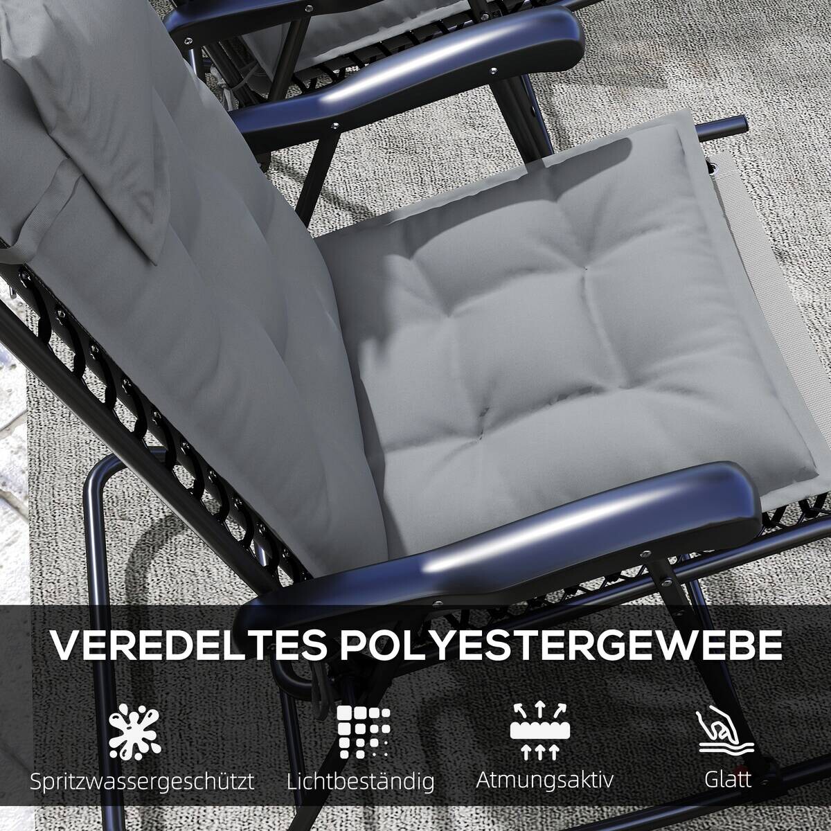 Outsunny Liegenauflage 2er Set hellgrau Polyester B/H/L: ca. 50x5x116 cm