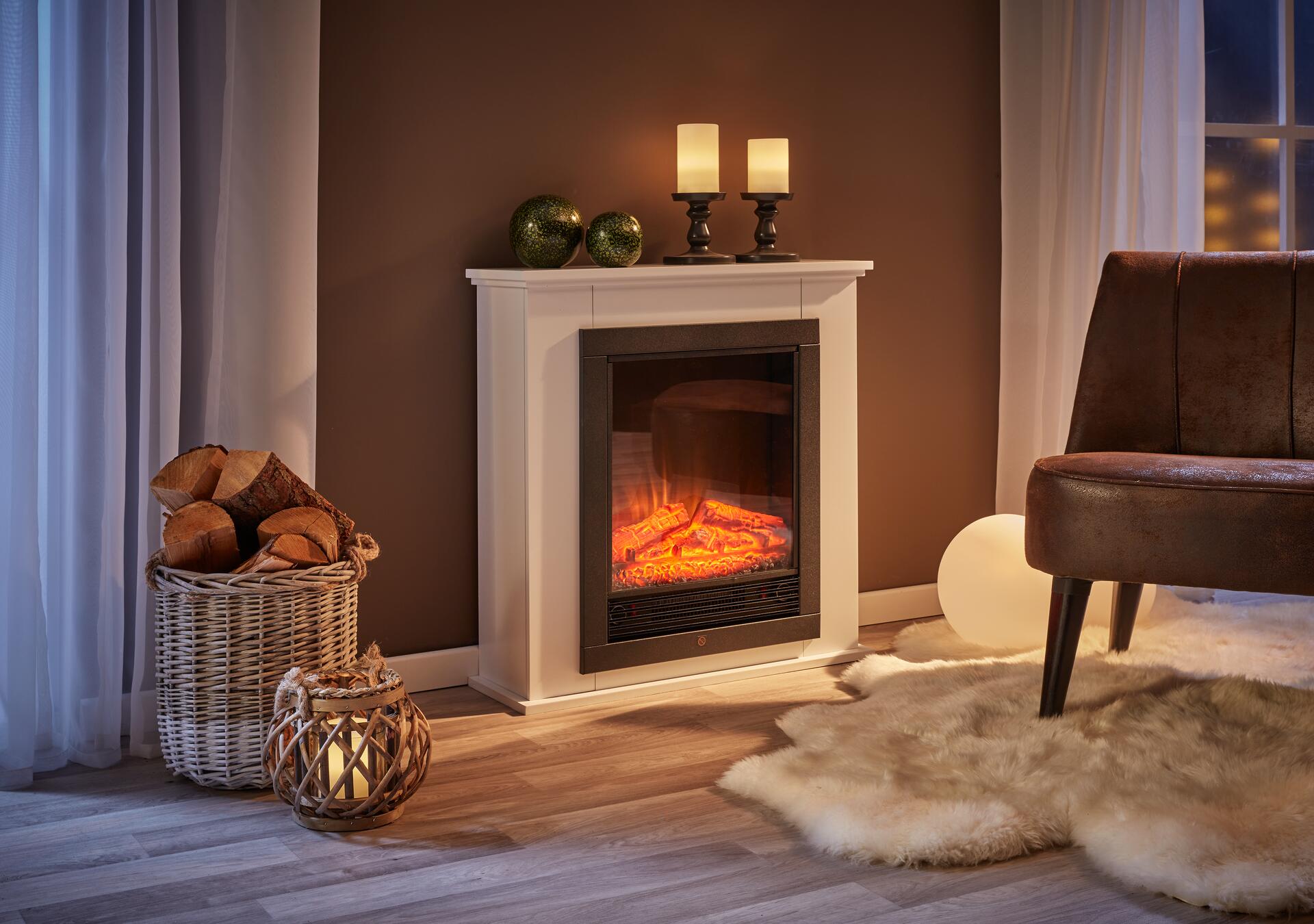 CLASSIC FIRE Elektrischer-Kamin 871125200410 weiß schwarz Glas Metall B/H/T: ca. 70x71x22 cm ca. 1800 W