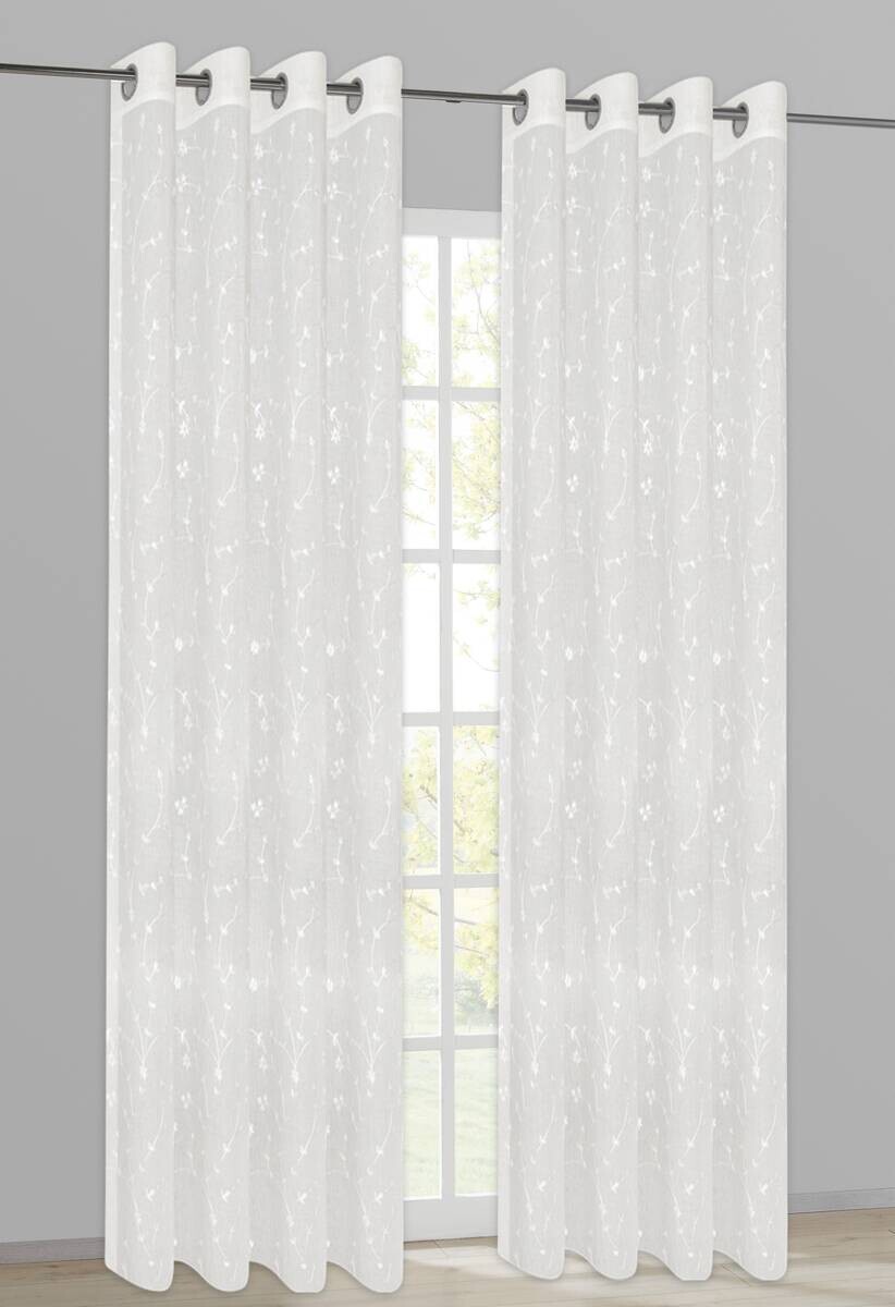 Happy Home Ösenvorhang Blümchen weiß B/L: ca. 140x245 cm