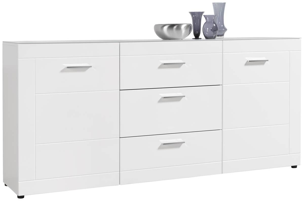Sideboard Atlanta weiß Hochglanz perlweiß Optik B/H/T: ca. 192x88x40 cm