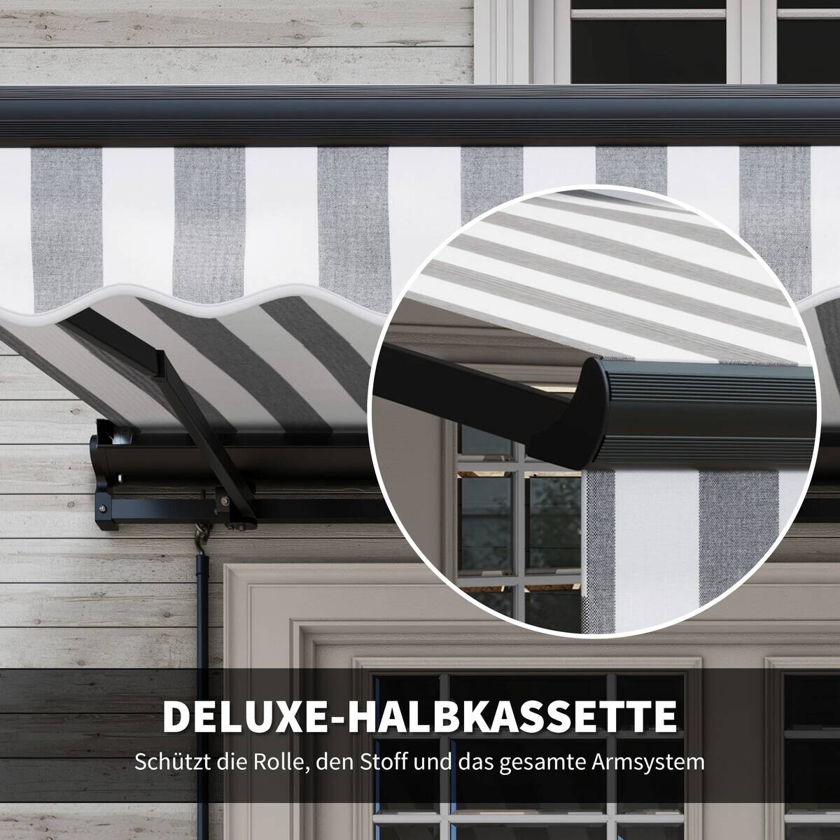 Outsunny Gelenkarmmarkise weiß B/H/L: ca. 250x150x395 cm