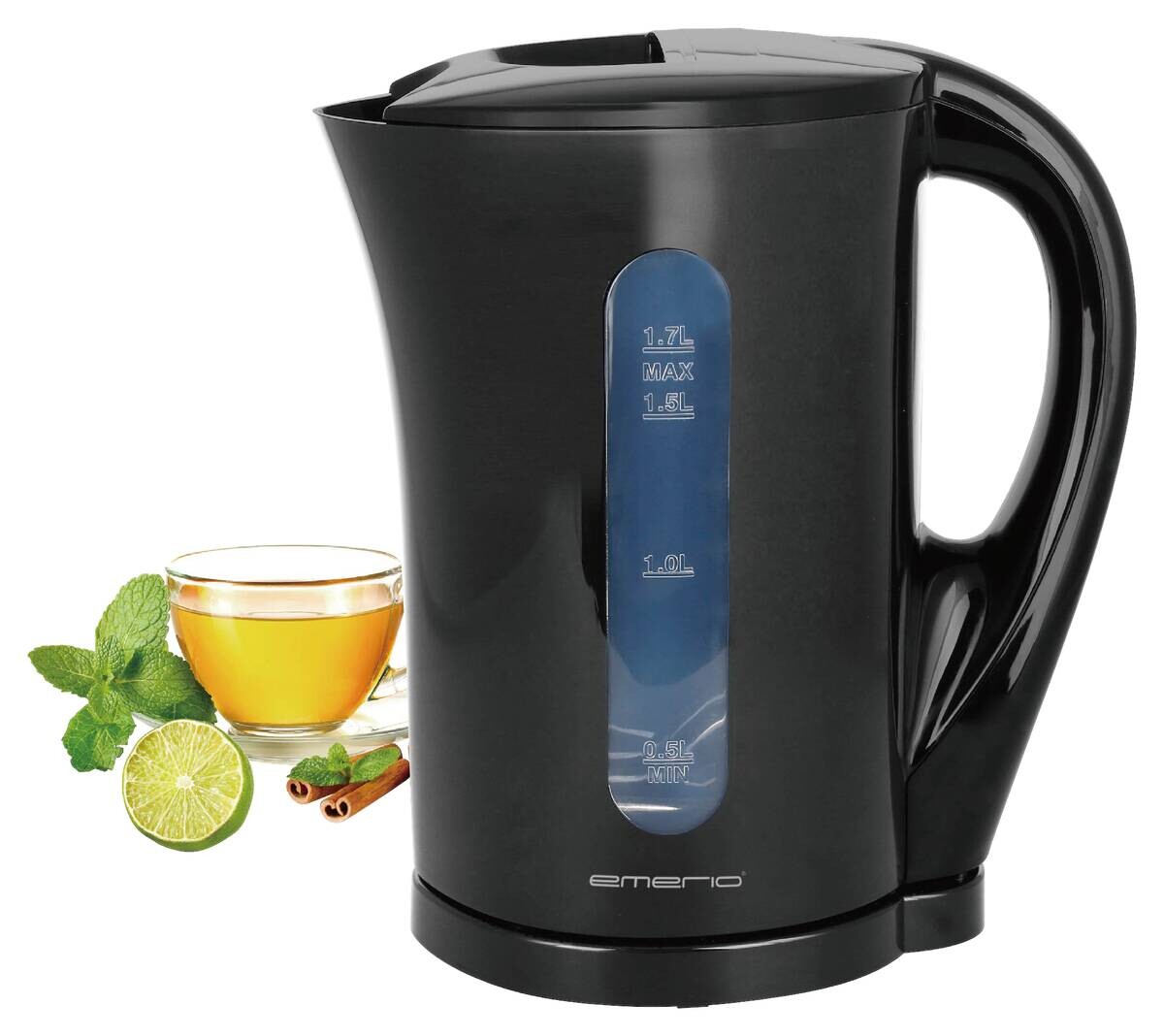 Emerio Wasserkocher WK-123483 schwarz Kunststoff H/D: ca. 21,6x17 cm ca. 1,7 l