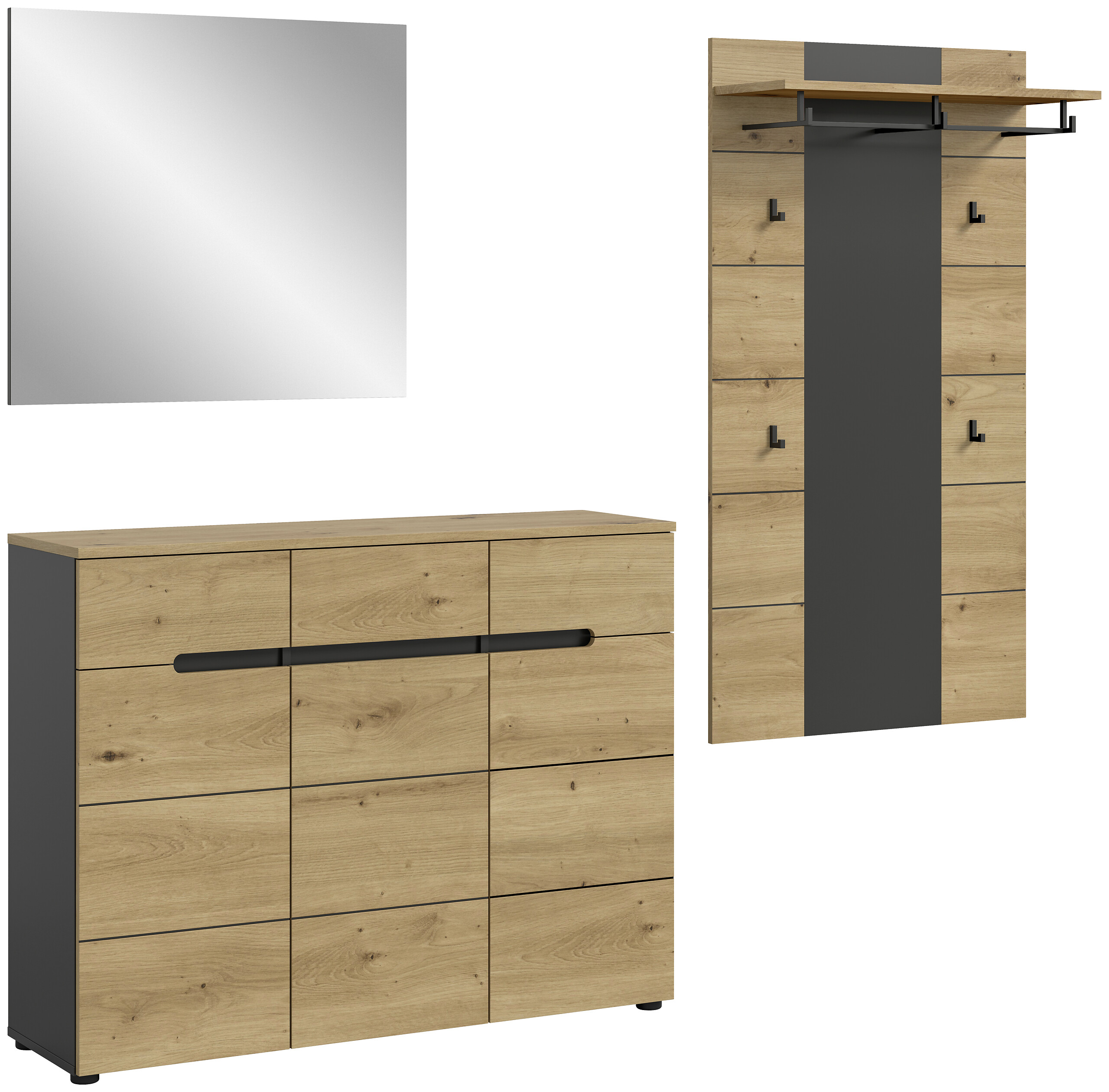 Garderobe Canu basaltgrau Nachbildung Artisan Nachbildung B/H/T: ca. 215x190x37 cm