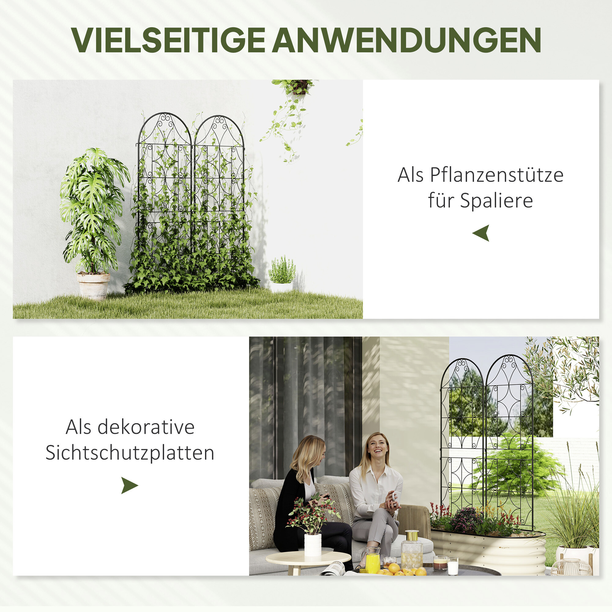 Outsunny Rankgitter schwarz B/H/L: ca. 1,3x150x50 cm