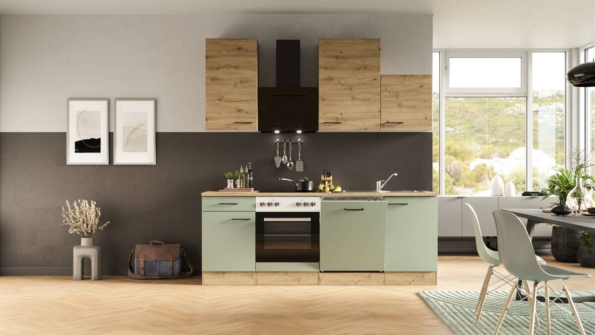 Küchenblock Cara grün matt B/H/T: ca. 220x234x60 cm