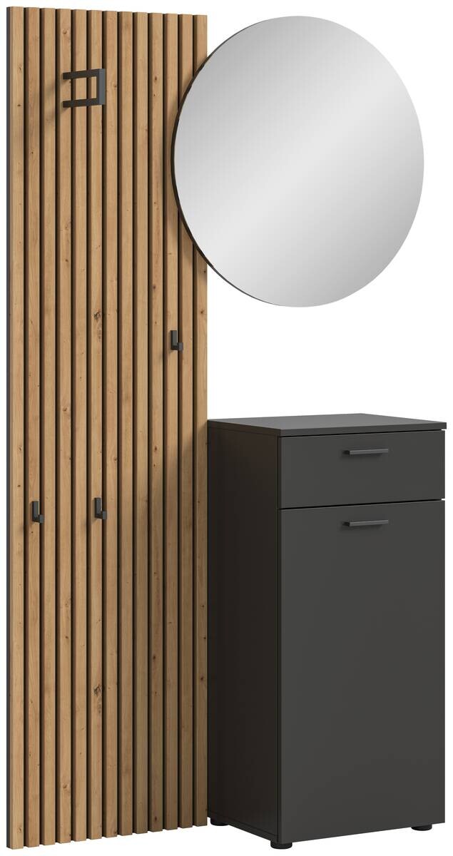 Garderobe Delton Basalt Eiche Artisan Nachbildung B/H/T: ca. 96x192x37 cm