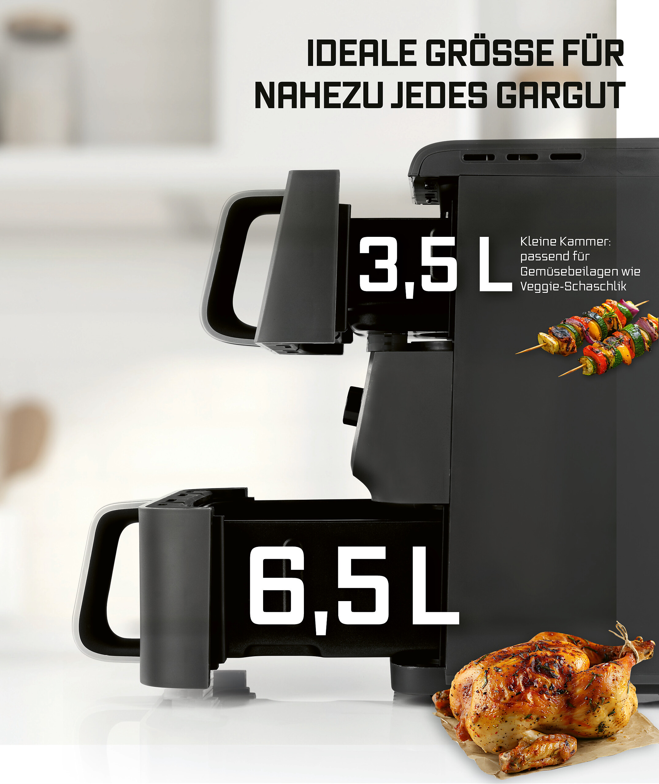 GOURMETmaxx Heißluftfritteuse 16404 schwarz Metall B/H/L: ca. 28,4x40x43 cm ca. 3,5 l