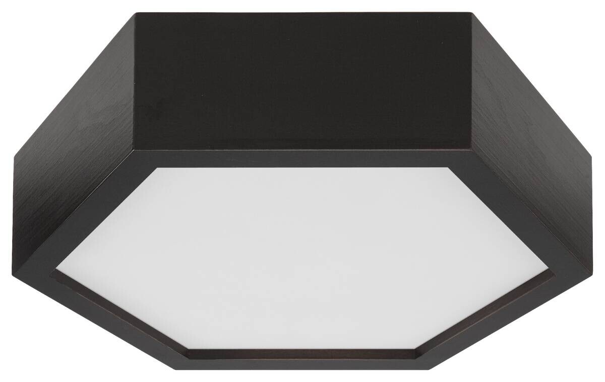 Lamkur Deckenleuchte dunkelbraun Glas Holz B/H/L: ca. 33x12x33 cm 1 Brennstellen