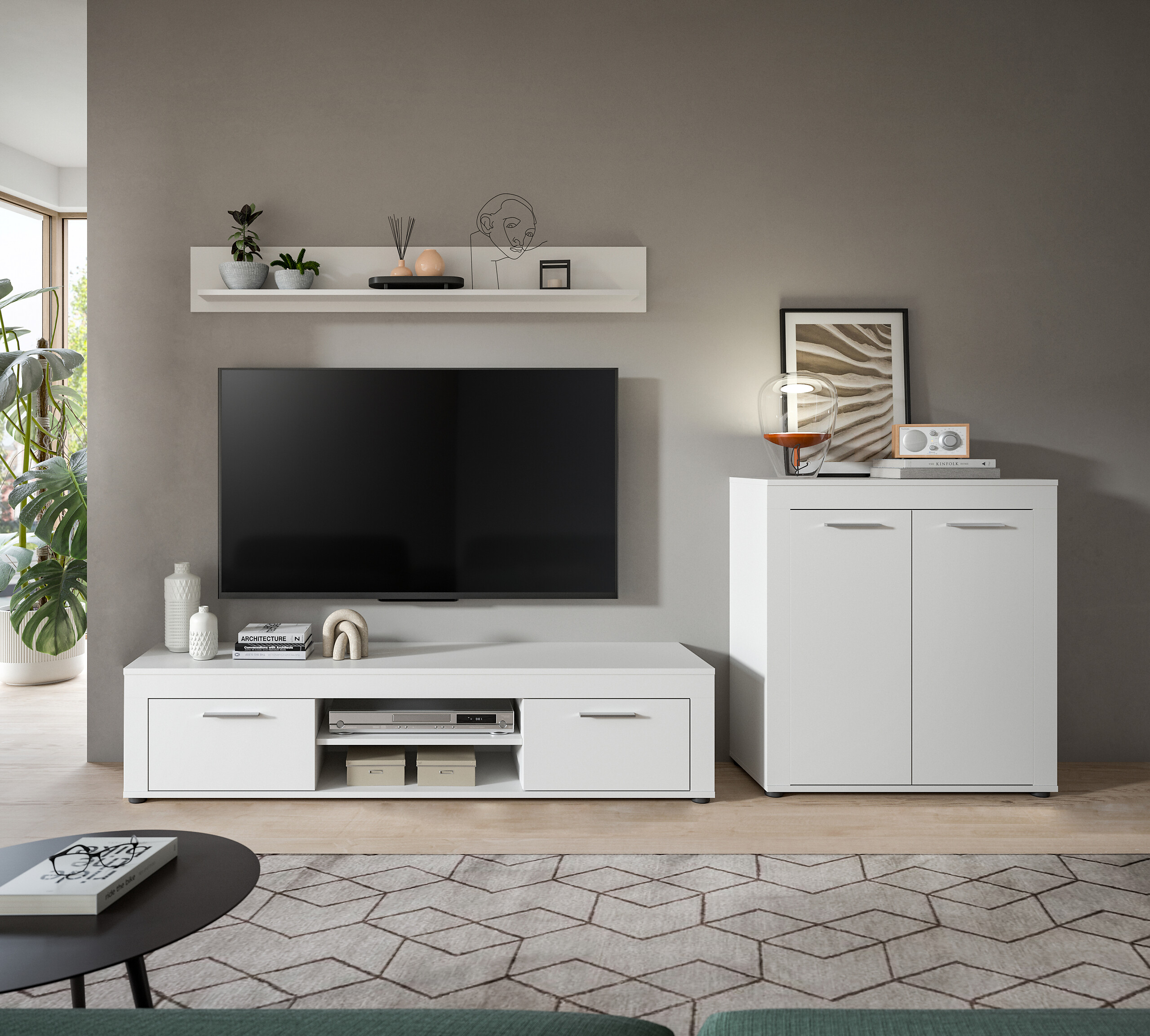 Wohnwand Jam weiß B/H/T: ca. 255x159x35 cm