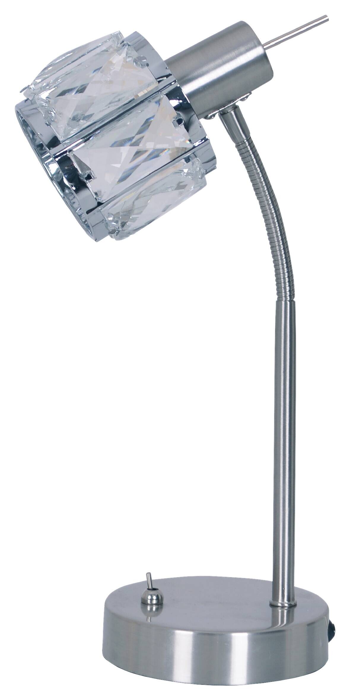 Näve Leuchten Tischleuchte JOSEFA 3149650 stahlfarbig Metall Glas B/H/T: ca. 12x34,5x17,5 cm E14 1 Brennstellen