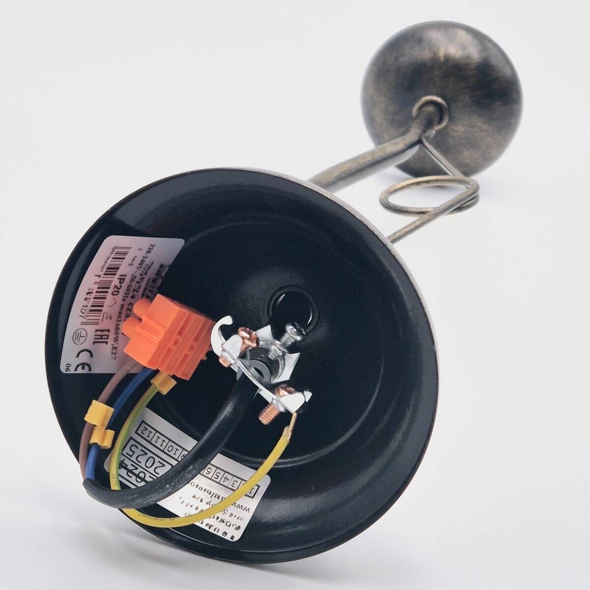 Lamkur Deckenleuchte Retro schwarz Glas Stahl B/H/L: ca. 32,5x45x32,5 cm E27 1 Brennstellen