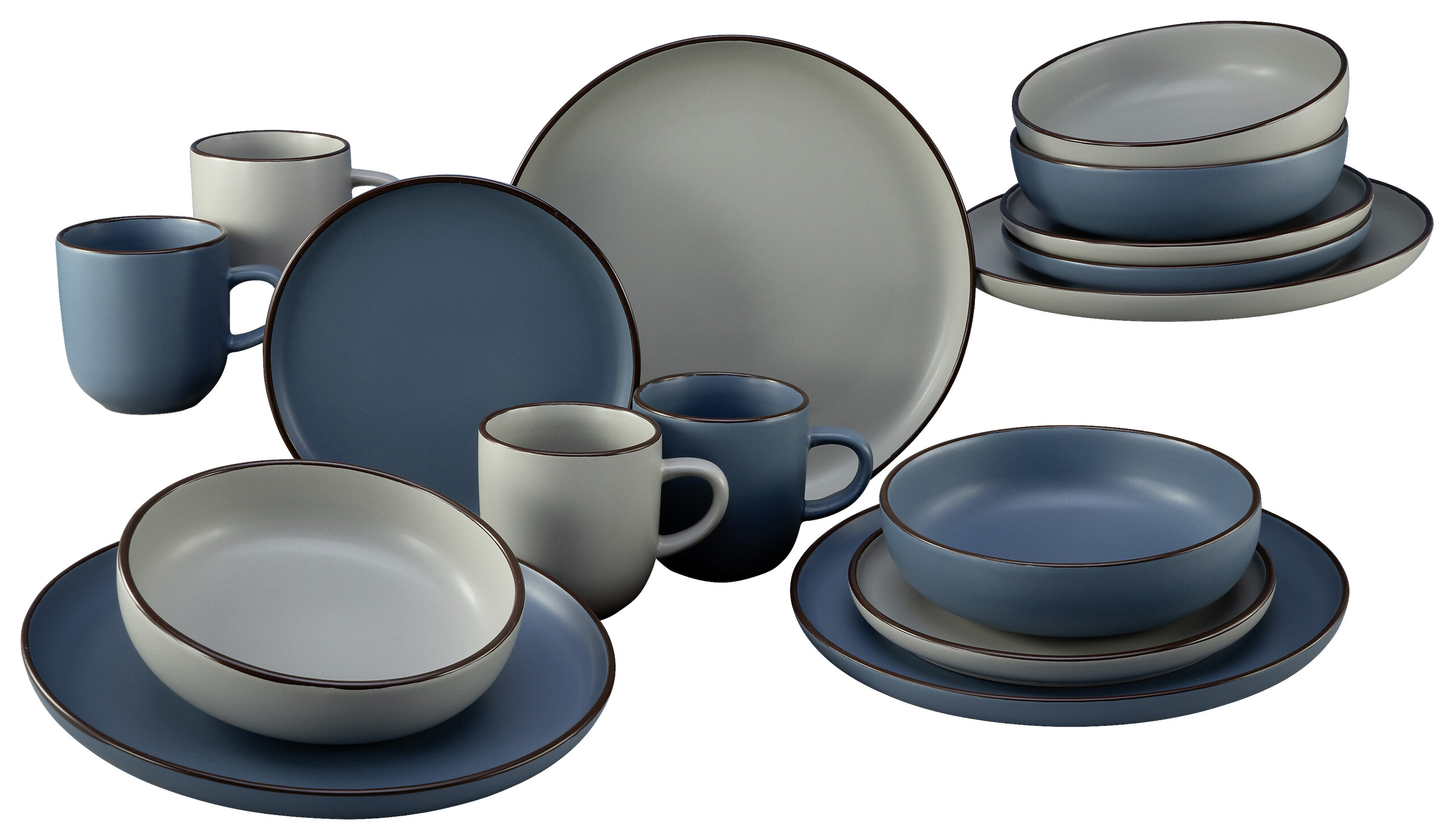 CreaTable Kombiservice Modern Scandic multicolor Steinzeug 16 tlg.