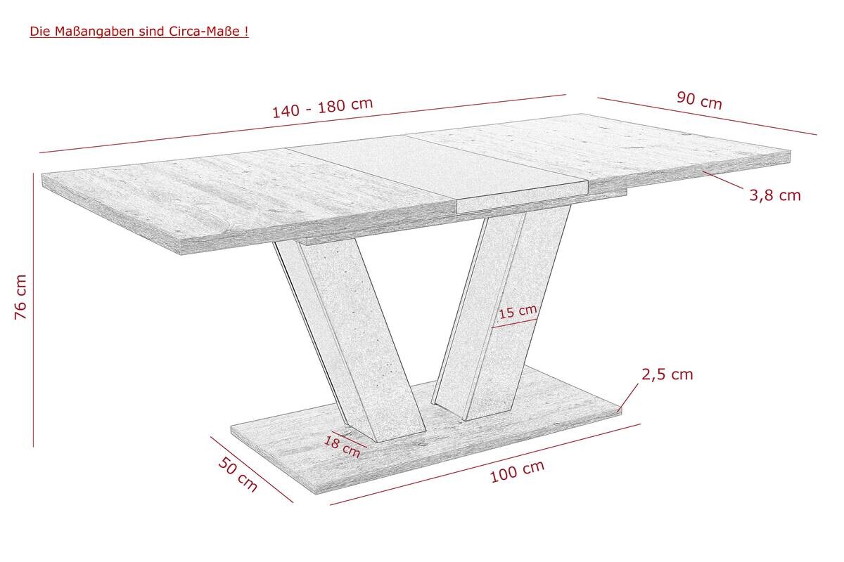 Esstisch Hamm weiß Eiche B/H/T: ca. 180x76x90 cm