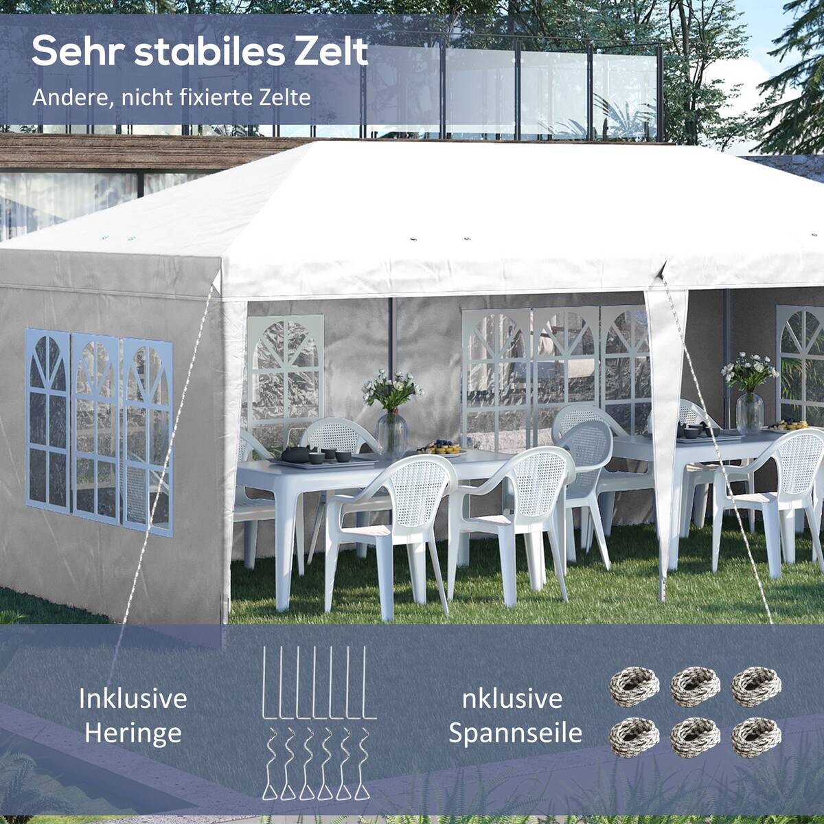 Outsunny Faltpavillon weiß Polyester-Mischgewebe B/H/L: ca. 295x270x585 cm