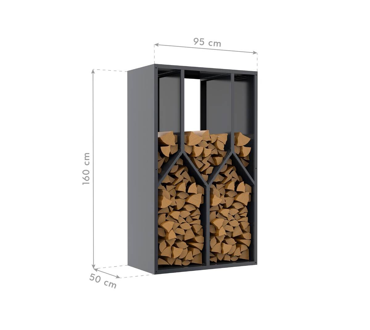 Westmann Kaminholzregal Castra anthrazit B/H/L: ca. 95x160x50 cm