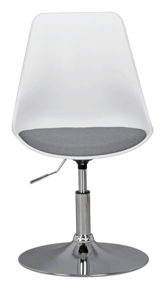 Drehstuhl weiß grau Chrom Kunststoff Stoff Metall